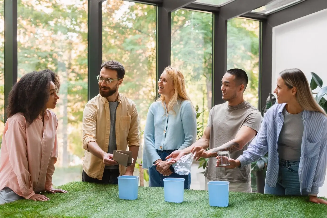 People working together within a tech brand